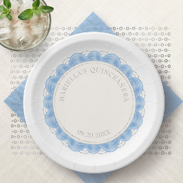 Plato De Papel Quinceanera azul claro