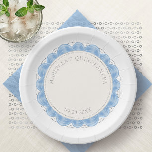 Plato De Papel Quinceanera azul claro