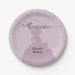 Plato De Papel Quinceanera Charro Morado de Pluma Azucarada