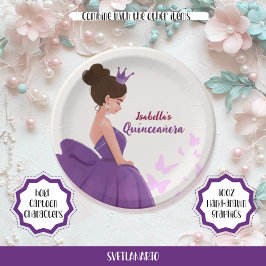 Plato De Papel Quinceañera Lilac Elegante Princesa Placa de papel