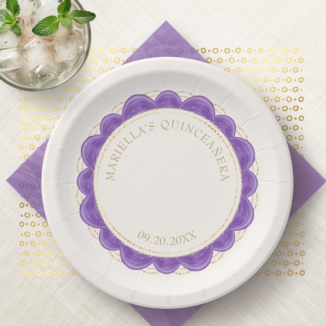 Plato De Papel Quinceañera Morada (Subido por el creador)