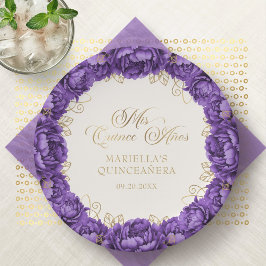 Plato De Papel Quinceanera morada