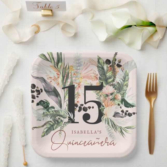 Plato De Papel Quinceañera | Vegetación y Selva de Cotta de Tierr (Boda)