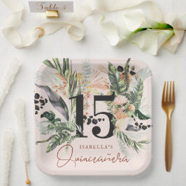 Plato De Papel Quinceañera | Verde y Jungla de Terracota