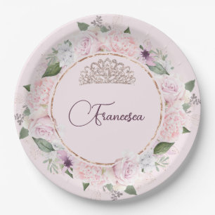 Plato De Papel Quincearnera Rosas Rubor Pink