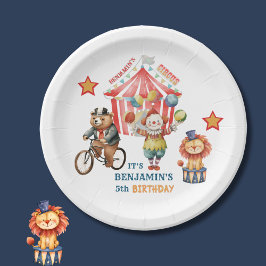 Plato De Papel Quinto cumpleaños del Carnaval de Circo Grande Top