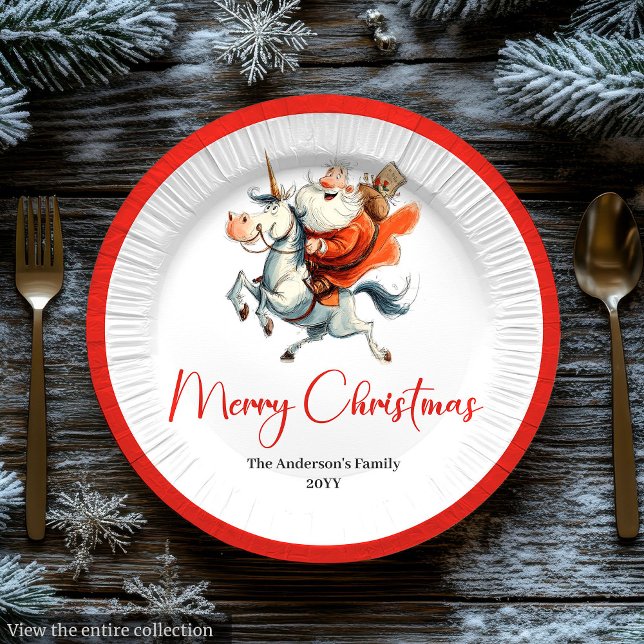 Plato De Papel Quirky Santa Claus Funny Christmas Party Plates (Quirky Santa Claus Funny Christmas Party Plates)