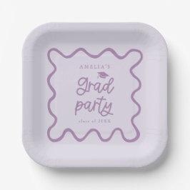 Plato De Papel Quirky Wavy Line Purple Grad Fiesta