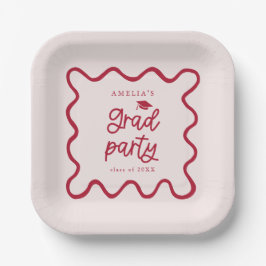 Plato De Papel Quirky Wavy Line Red Grad Fiesta