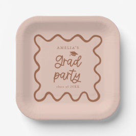 Plato De Papel Quirky Wavy Line Terracotta Grad Fiesta