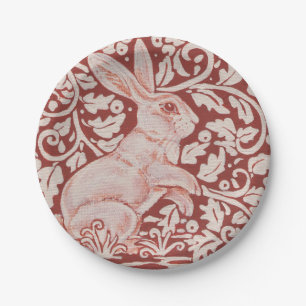 Plato De Papel Rabbit Bunny Hare Rust Red Woodland Art