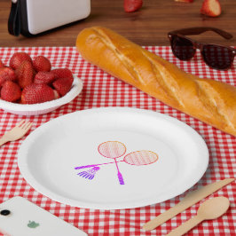 Plato De Papel Racas de Badminton Shuttlecock Birdie Ombre