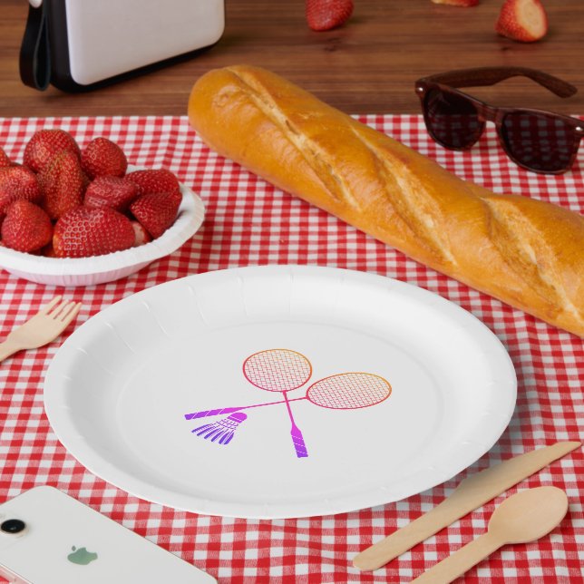 Plato De Papel Racas de Badminton Shuttlecock Birdie Ombre (Picnic)