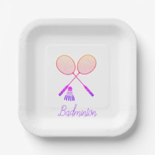 Plato De Papel Racas de Badminton Shuttlecock Birdie Ombre