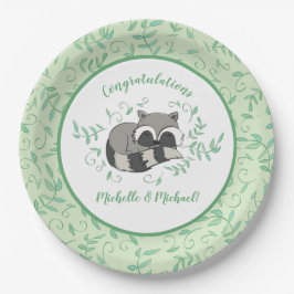 Plato De Papel Raccoon Baby Shower