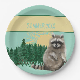 Plato De Papel Raccoon Summer