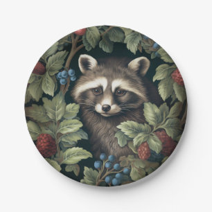 Plato De Papel Raccoon y bayas inspiradas en William Morris