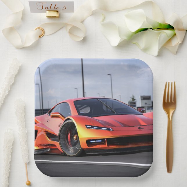 Plato De Papel Race Car (Boda)