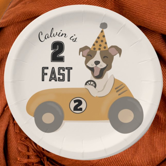 Plato De Papel Race Car Dog Boys Dos Fiesta de Cumpleaños Rápido (Subido por el creador)