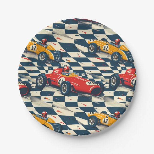 Plato De Papel Race Car Paper Plates Birthday Party (Anverso)