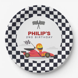 Plato De Papel Race Car Race Birday Party Checkered
