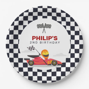 Plato De Papel Race Car Race Birday Party Checkered