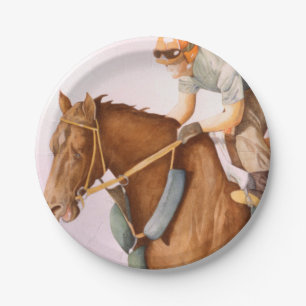 Plato De Papel Race Horse y Jockey