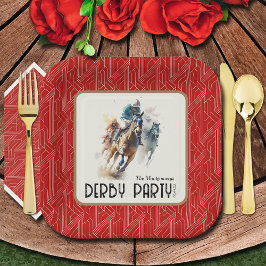 Plato De Papel Race Horses Derby Fiesta Plaza Roja