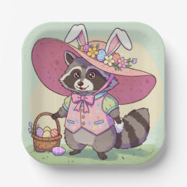 Plato De Papel Racoon de Pascua