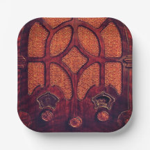 Radio antigua madera arte deco catedral marrón