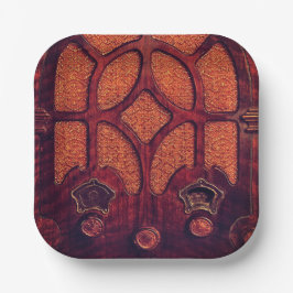 Plato De Papel Radio antigua madera arte deco catedral marrón