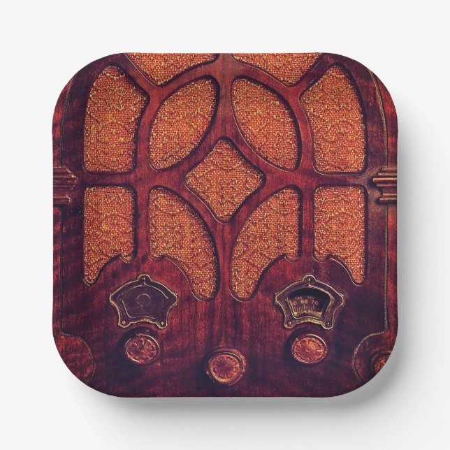 Plato De Papel Radio antigua madera arte deco catedral marrón (Anverso)