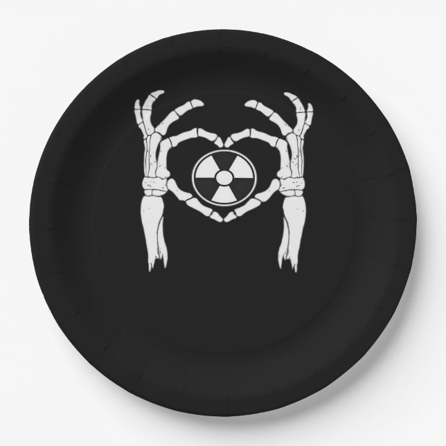 Plato De Papel Radiología X-Ray Tech Heart Shaped Skeleton Manos  (Anverso)