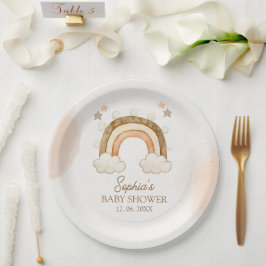 Plato De Papel Rainbow Boho Baby Shower Gender Neutral