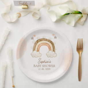 Plato De Papel Rainbow Boho Baby Shower Gender Neutral