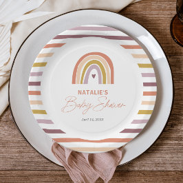 Plato De Papel Rainbow Boho Peach Purple Baby Shower