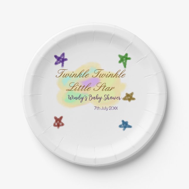 Plato De Papel Rainbow clouds twinkle Twinkle Little Star baby (Anverso)