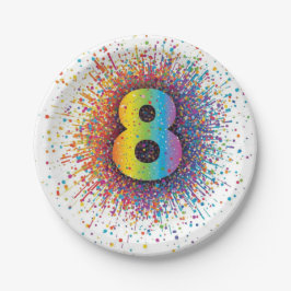 Plato De Papel Rainbow Confetti 1st Birthday Napkins Paper Plate