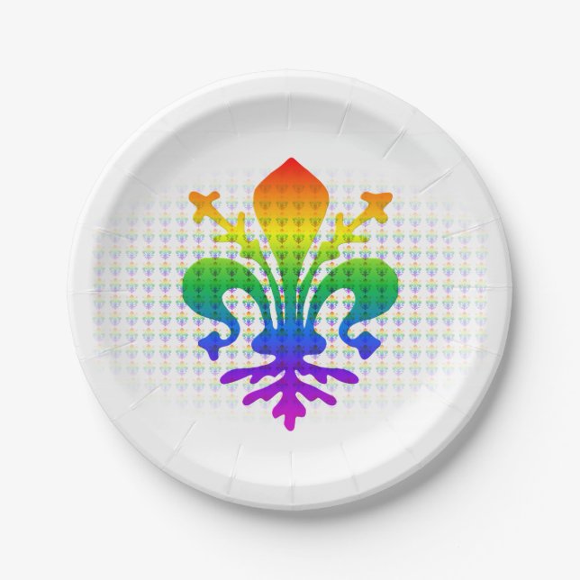Plato De Papel Rainbow Fleur-de-Lis (Anverso)