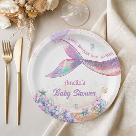 Plato De Papel Rainbow Mermaid Tail Undersea Girl Party