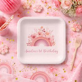 Plato De Papel Rainbow Onederful 1st Birthday Party 