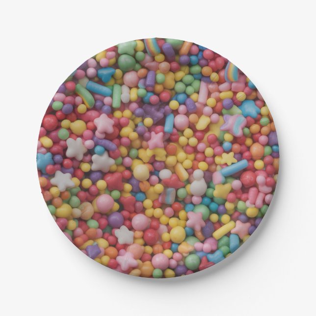 Plato De Papel Rainbow sprinkles (Anverso)