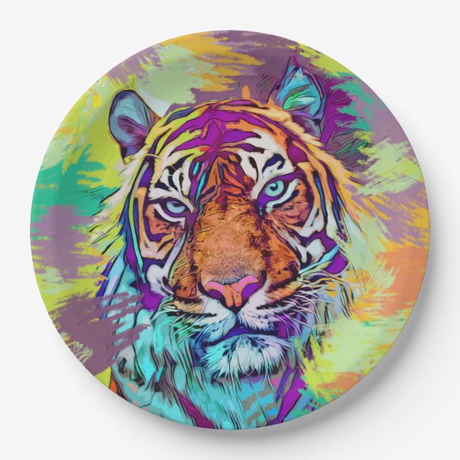 Plato De Papel Rainbow tiger Paper Plate (Anverso)