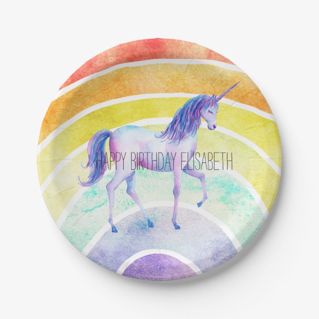 Plato De Papel Rainbow Unicorn (Anverso)