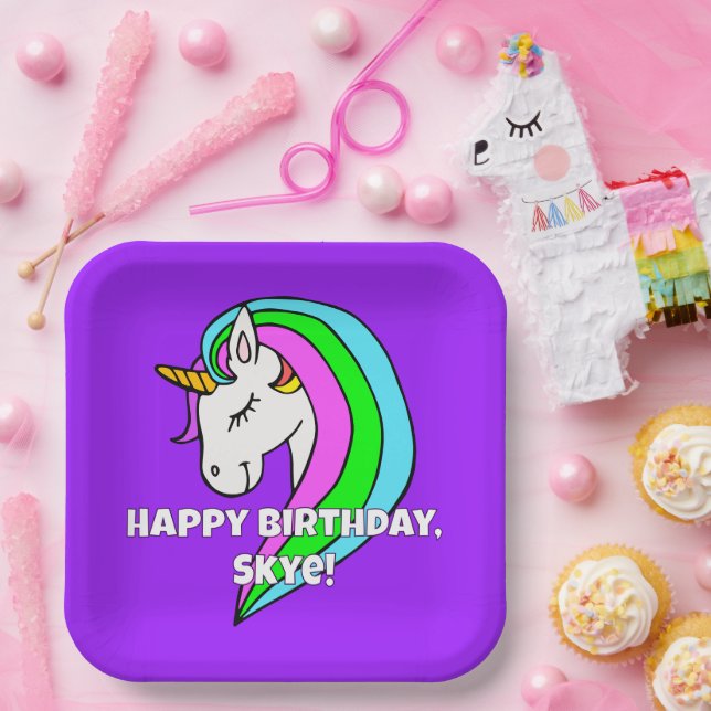 Plato De Papel Rainbow Unicorn (Fiesta)