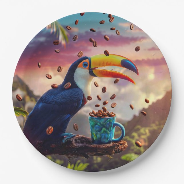 PLATO DE PAPEL RAINFOREST TOUCAN (Anverso)
