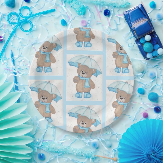 Plato De Papel Rainy Daze Teddy Bear (Fiesta)