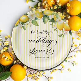 Plato De Papel Rama de limón Ducha de bodas de verano mediterráne