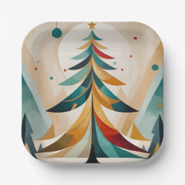 Plato De Papel Ramas de Featherches de Navidades Geométricos Art