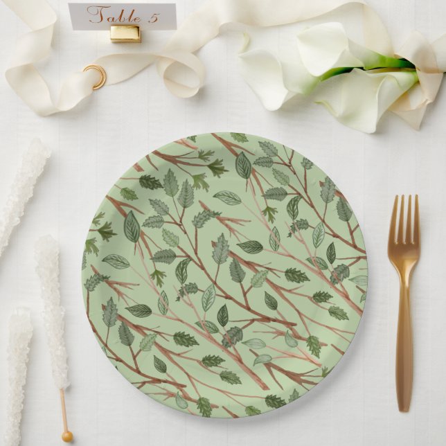 Plato De Papel Ramas de vegetación acuáticas (Boda)